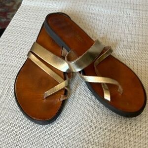 ATHENS Hand made sandals, leather , flats sandals, gold painted, SIZE41